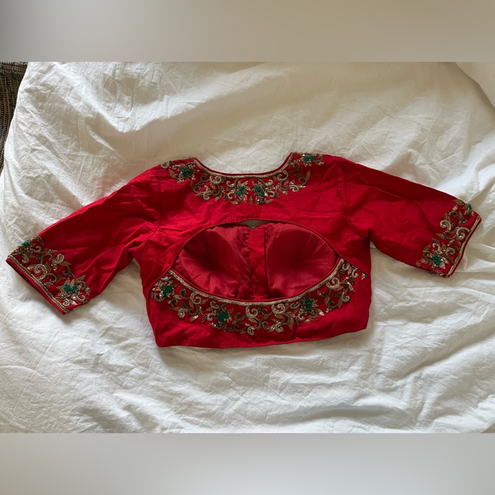 New designer heavy embroidered Indian Pakistani padded blouse for Sari & lehenga - Picture 6 of 10